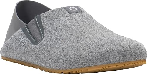 Xero Shoes Men's Pagosa Faux-Wool Barefoot House Slippers, Light Gray, 9