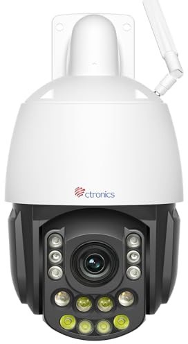 Ctronics Zoom Ottico 30X, Visione Notturna IR 180 m & Colore 80 m, 5MP Telecamera WiFi Esterno, Auto Track, 60 Posizioni & 2 Rotte, Wi-Fi Dual-Band, PC/App, 128GB TF/Cloud/FTP/NVR, Metallica