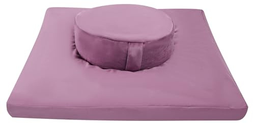 Dokiiovo meditationsset, meditationskudde set av sammetstyg, meditationsmatta Zabuton och meditationskudde Zafu, yogasittdyna för sovrum, vardagsrum, yogarrum, balkonger (ljuslila)