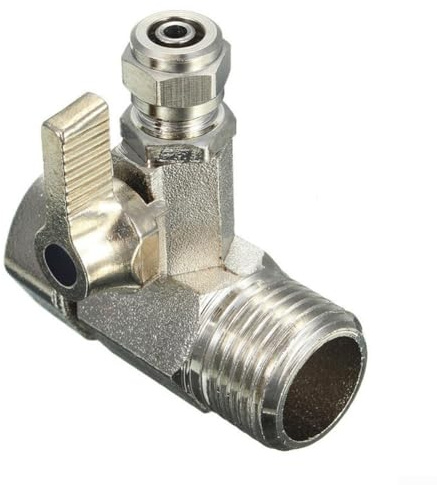Adattatore RO in ottone da 1/2 pollici a 1/4 di pollice con valvola a sfera di arresto rubinetto connettore a T per sistema di acqua di alimentazione cromato in metallo senza piombo idraulico F