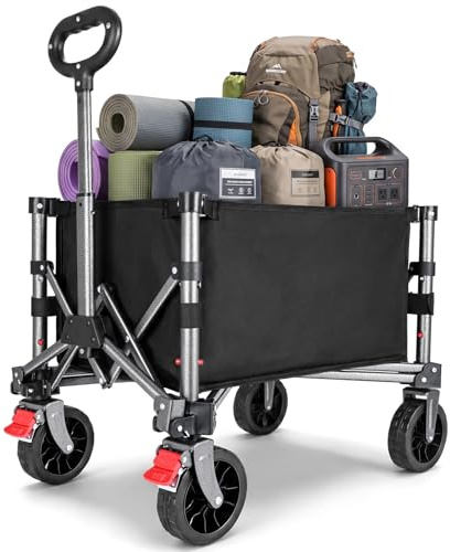 YEAUPE PRO Carro Playa Plegable con Ruedas Diseño Compacto 70L Negro