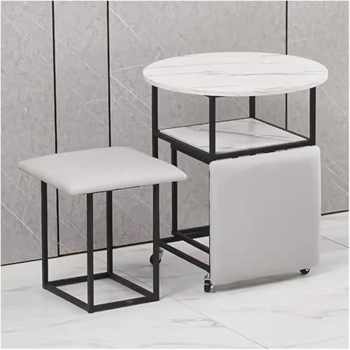Cubo de asiento con ruedas y mesa auxiliar, taburete apilable para sofá, silla, reposapiés móvil otomano para sala de estar