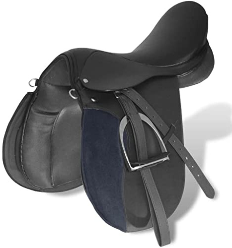 Lumanois Set Sella Equitazione 16 in Pelle Naturale Nera 14 cm 5-in-1, Articoli Sportivi,Ricreazione all'aperto,Equitazione,Finimenti per Cavalli,Selle, 6.9kg-90643