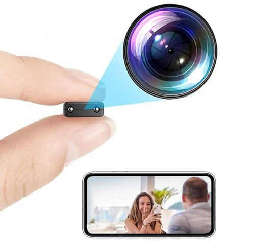 Mini Telecamera di Sicurezza WiFi 1080p HD, Telecamera di Sorveglianza Wireless da Interno con Visione Notturna e Rilevamento di Movimento, Grandangolare, Corpo Sottile e Leggero per Casa e