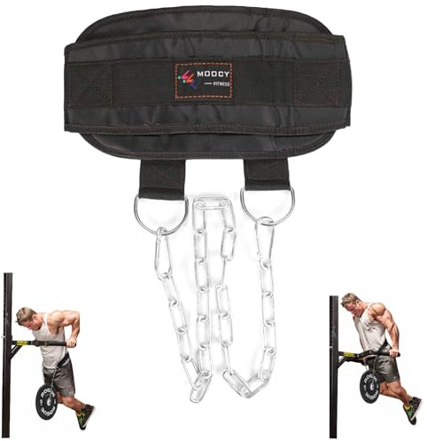 MOOCY Dip Belt with Chain for Weightlifting,Weight Belt for Pullup,Powerlifting, Pull-up Belt Weighted Dip Belt with Double D-Ring Weightlifting Back Support Strap