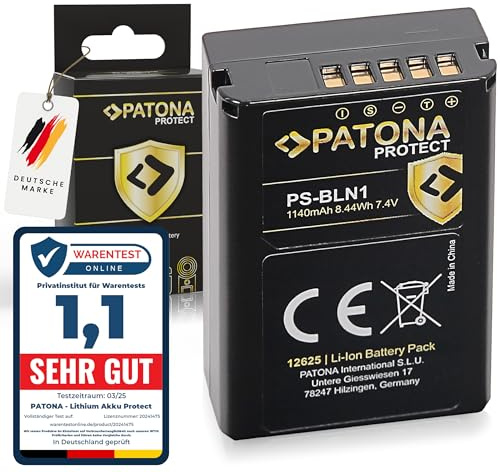 PATONA Protect PS-BLN1 Akku (1140mAh 7.4V 8.44Wh) kompatibel mit Olympus OM-D E-M1 EM1 OMD EM5 E-M5 Mark II Pen F E-P5 EP5 Stylus XZ-2 XZ2 BLN1 BLN-1