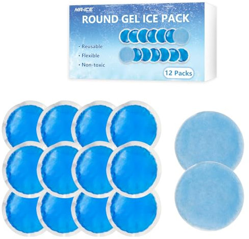MR.ICE Pequeñas bolsas de hielo redondas para lesiones, reutilizables, de gel suave, para niños, 12 mini compresas frías para la cara después de la cirugía, lactancia, muelas del juicio, ojeras