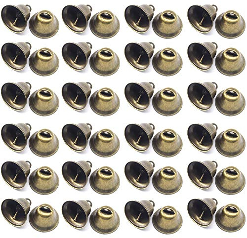 CEEYSEE 36 Stück Vintage Mini Bronze Small Bells (42 X 38mm) für Hochzeiten, Türen, Hundetürklingeln und Toilettentraining, Schmuck, Nähen, Weihnachten Halloween Dekoration Glocken