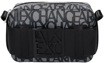 Armani Exchange Logo Placket Top Zip Camera Crossbody Bag, Funda para cámara para Mujer, Beige/Black, Einheitsgröße