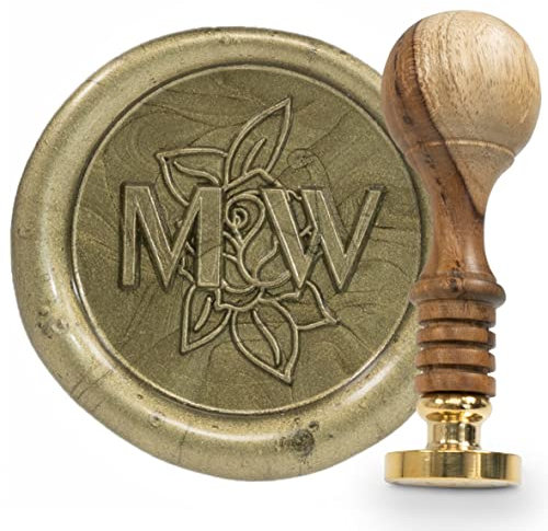 gravurART Siegelstempel personalisiert mit Initialen - Einladungen, Save the Date zur Hochzeit mit Wachsstempel personalisiert Stil Lina