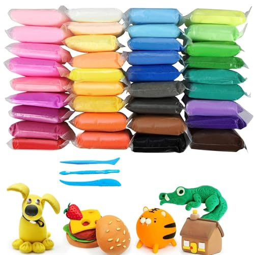 PMELCXD 36 Colori Argilla da Modellare,Pasta Modellabile Bambini,Set di Argilla da Modellare di Alta qualità– Plastilina, Incluso Pongo e Das, per Ragazzi e Adulti