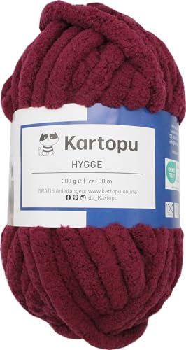 Hygge Chunkygarn - zum Arm stricken und Handstricken - 100% Polyester, Superweich, Voluminös - für Decken, Teppiche, Haustierbetten, Taschen - 300gr Knaul (rot)