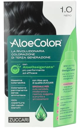 Zuccari AloeColor Haarfarbe der dritten Generation mit AloeOxigenat (1.0 Schwarz, 1)