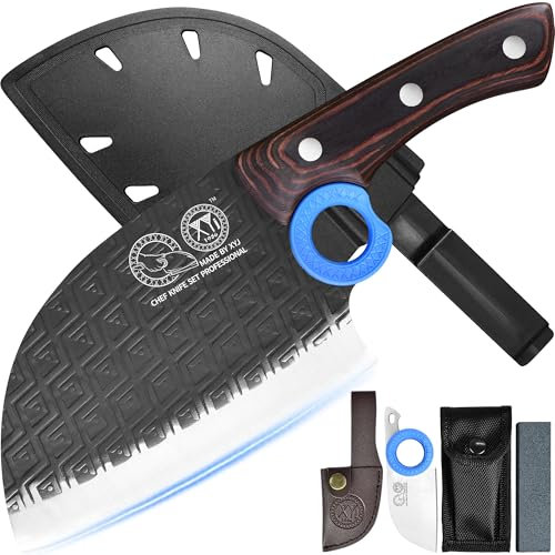 XYJ Autentico dal 1986, coltello da macellaio serbo con fodero, coltello da chef con verdure, manico in legno con fodero, per il campeggio all'aperto