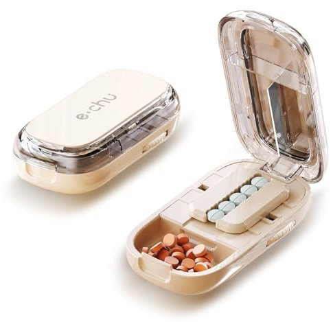 SUNNIFLY Tagliapillole Professionale, borsetto portatile per farmaci, Design Compatto, Rimovibile, Fissaggio Regolabile per Farmaci di Tutte le Dimensioni, Adatto alla vita quotidiana e ai viaggi