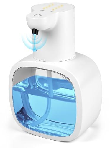 LustLocke Dispensador de jabón automático, 500 ml, dispensador de jabón eléctrico con sensor, fijación a la pared, dispensador automático de jabón para cocina, baño (blanco)