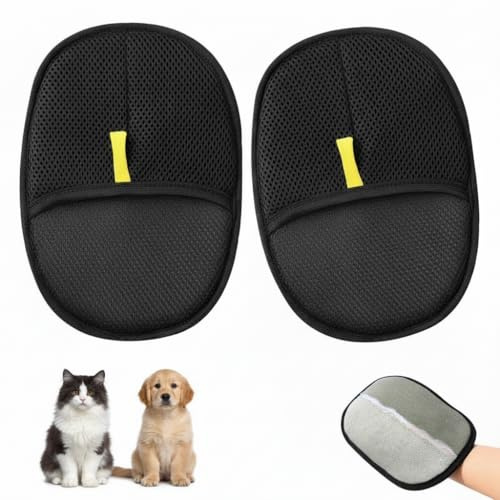ISFUPO 2 Pièces Gant Poil Chat, Gant Anti Poils Animaux Amélioré, Double Face Brosse Poils Animaux, Réutilisable pour Meubles, Vêtements, Tapis & Voiture, Idéal pour Chiens & Chats