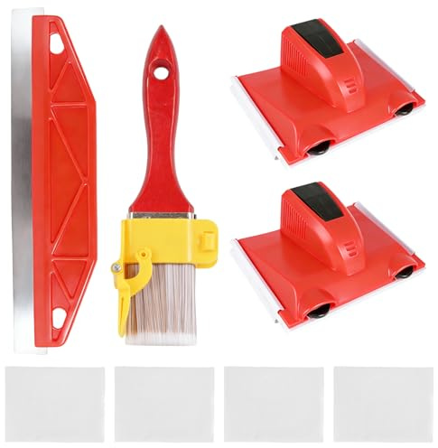 Set di 6 strumenti per rifinitura, strumenti multifunzionali da taglio per pittura con 2 cuscinetti di ricambio per vernice e pennello per bordi per pareti e soffitti