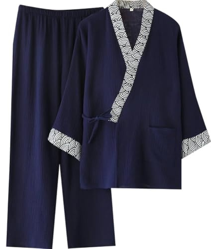 Ppmter Pijama Tipo Kimono Japonés para Hombre, Estilo Clásico Japonés, De Baño, Ropa Informal, Ropa De Estar En Casa.