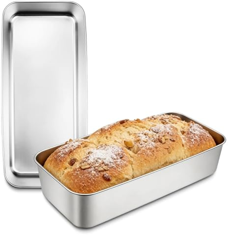 2 Piezas Molde Bizcocho Rectangular Reposteria, Moldes de Acero Inoxidable para Pan, Grande Moldes Reposteria Metalicos para Pan Casero, Pasteles y Pasteles de Carne（33 × 15 × 6,7 cm)