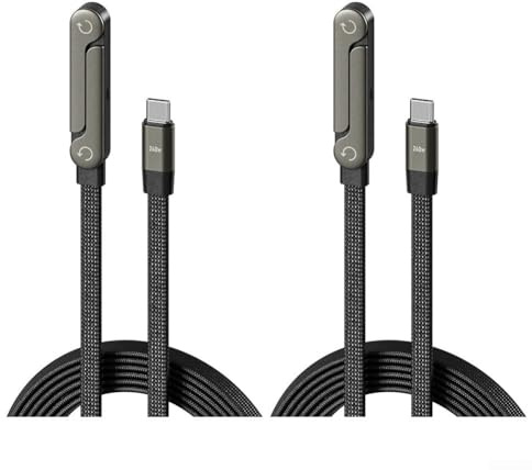 Comgooldool Cable de carga rápida USB-C a USB-C de 240 W con soporte lateral integrado para teléfono, cable trenzado de 1,5 m (aleación de zinc y aluminio + TPE), para la mayoría de dispositivos USB-C