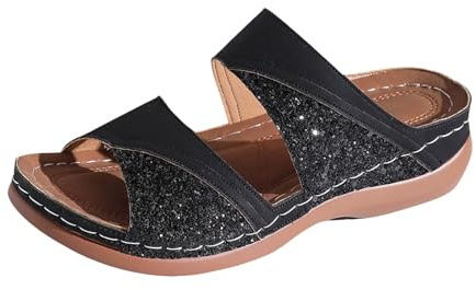 Sandaler, damer, sommar, platåsandaler, damer, paljetter, glitter, strandsandaler, moderiktiga, muffinssandaler, kilpantoletter, lätta fritidssandaler, slip-on, utomhussandaler,
