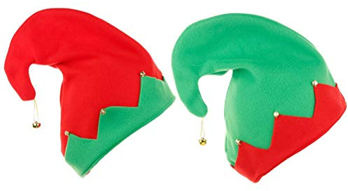 CHICAMPERA Cappello Natalizio da Elfo Rosso 2 Pezzi Copricapo a Campana Accessori per Scatti Fotografici e Feste