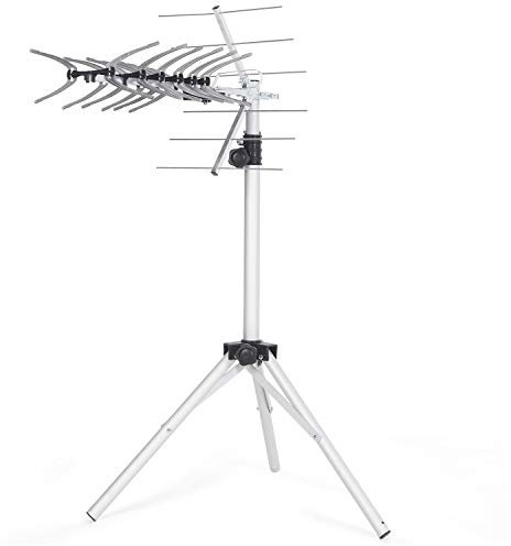 VIEWI Satellites 36 Element Freeview HD Digital TV Aerial Kit with Lightweight Aluminium Portable Tripod for Camping, Carvan or holiday home