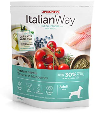 Italian Way Cibo per Cani Ipoallergenico Ideal Weight Trota e Mirtilli - Adult - Mini - 8 kg