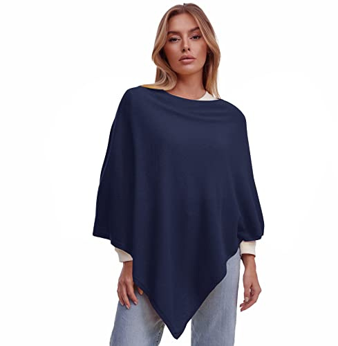 Glamexx24 Poncho de Punto para Mujer, Color Liso, de Punto Fino, XXL, Jersey Elegante, Estilo y Comodidad para Primavera y otoño, Fabricado en Italia, Rojo, L-XL