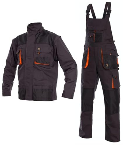 Set aus Latzhose und Jacke | Perfekt Overall mit Kniepolstertaschen für den Bodenbelagshandel von Arbeitsmechanikern | Arbeitshose für Herren | Fracht-Schwerlastarbeit | Langlebig Arbeitskleidung (50)