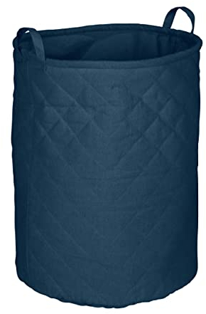 TOM TAILOR Wäschesammler im Waffel-Design, faltbarer Wäschekorb aus Stoff, stilvoller Aufbewahrungskorb für die Wohnung, Wäschesack mit Griffen, 67 l, Navy