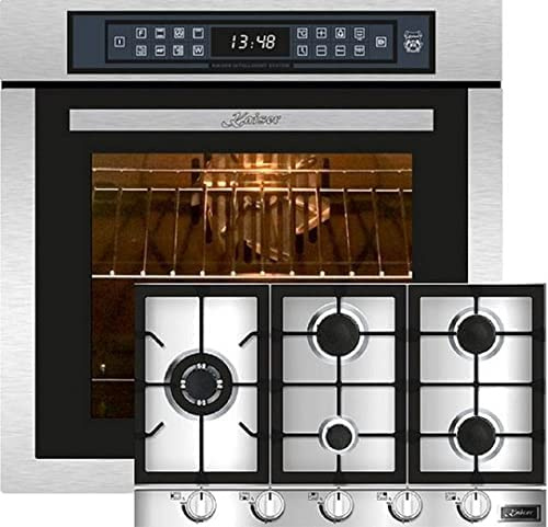 Kaiser Cocina de inducción EH 6306 R + KG 9357, Horno empotrado, 79L 15 Fkt. Grill Air Fryer Full Touch + Cocina de gas empotrable 90 cm, WOK Turbo-Brureur – 3,8 kW