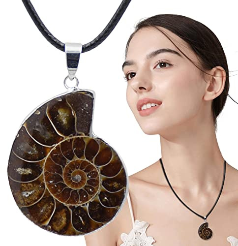 Raxove snäcka skal halsband | snäcka fossiler ammonit snigel hänge halsband, snäckskal mineralprov för kvinnor män