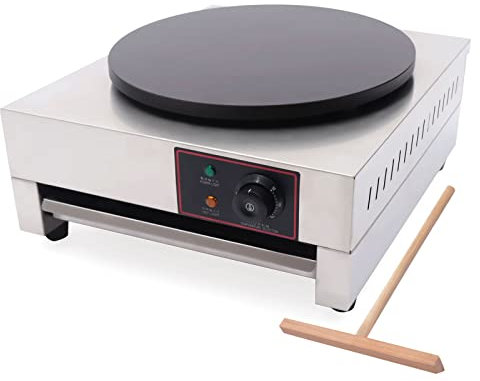 Crepiera Elettrica Piastra 1700W Crepiera Commerciale Piano Cottura 16'' Grande Macchina Per Crêpe Cereali Antiaderenti Stufa Per Crêpe Piastra Piatta Crêpe Piastra Con Spatola In Legno