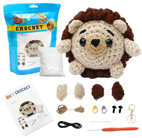 71Nmly Beginner Crochet Kit for Adults & Kids,Cute Hedgehogs Crochet Kits for Beginners,Complete Crochet Kit Hedgehogs Knitting Starter Kit with Instructions and Video Tutorials for DIY Craf