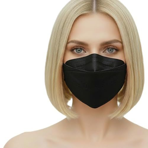 kela FFP2 - Mascarilla respiratoria | 25 unidades | con extensión de gancho para las orejas | fabricado en Alemania | protección climática neutra con capacidad de respiración mejorada | color negro