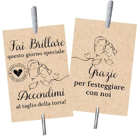 Dolplp! 100pz Scintille Luminose Matrimonio, Biglietti per Stelline Scintillanti Matrimonio Torta, Stelle Filanti Scintille per Sposi Anniversario Promessa Eventi di Fidanzamento Decorazioni