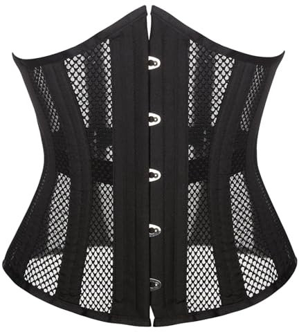 GMDNS Taillenmieder Für Damen Damen-Doppelstahl-Korsett-Mesh Atmungsaktiv Taillen-Trainer-Kontrolle Unterbrust Sexy Korsett & Bustiers M Schwarz