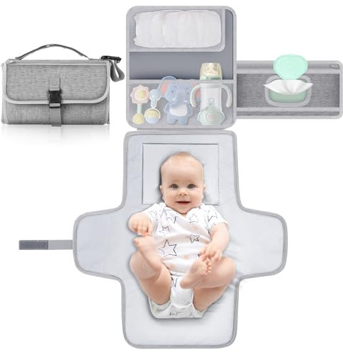 Romon Baby Windeltasche mit Wickelunterlage, Kompakte Windeltasche Wickelunterlage Unterwegs Portable et Imperméable, Abnehmbarer Wickelunterlage und Wasserabweisendem, Wickeltasche Organizer, 0-3M