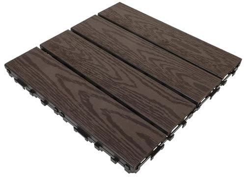 Baldosas de madera WPC 30x30cm 11 piezas suelo para jardín de invierno, baldosas de suelo, suelo de balcón, losas de suelo para jardín, baldosas de terraza con sistema de clic, drenaje(Color:3)