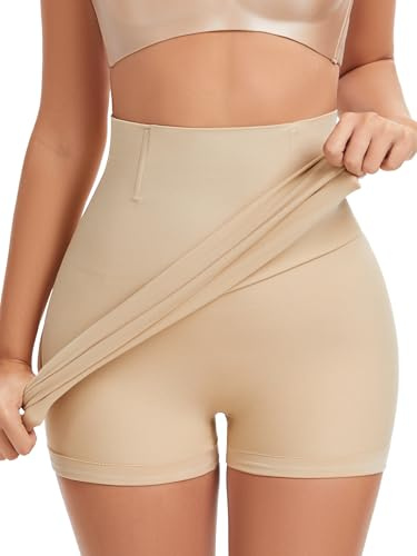SLIMBELLE Jupon Gainant pour Femme avec Pantalon intégré Ventre Puissant sans Couture Taille Haute Gainante 2 en 1 Jupe et Short sous vêtement Gainant Beige L