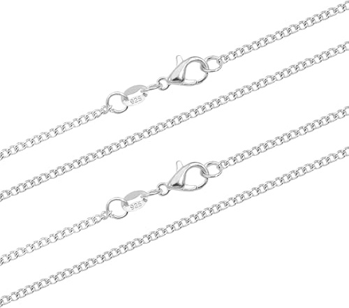 Hcvone 2pcs/3pcs 925 Silver 1.0mm Snake/Box Chain 2.0mm Curb Chain Necklace For Women 16''-30'' Inch For Layered Looks Or Replacement (2pcs 2mm curb chain, 24inch)