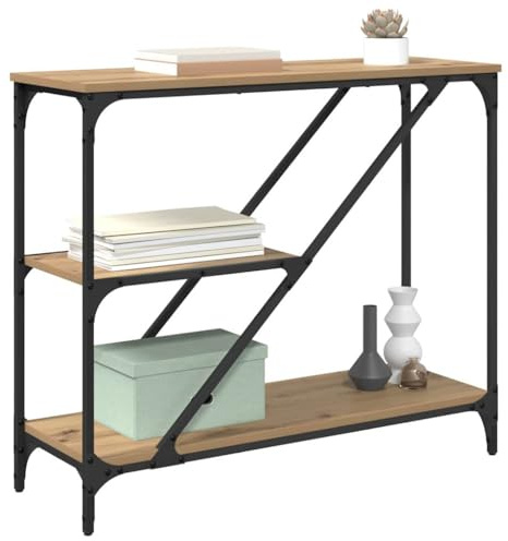 vidaXL Table Console Chêne Artisanal 88,5 x 30 x 75 cm, Table Console Rustique, Petite Entrée, Rangement Salon, Bois Composite, Décoration Maison, Pratique