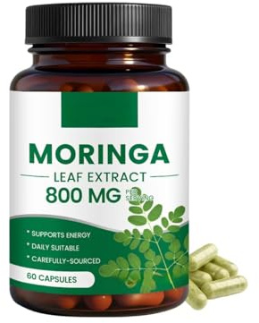 Moringa, 800 mg per porzione, supporto energetico, articolare, cutaneo e immunitario, 60 conteggi,1pcs