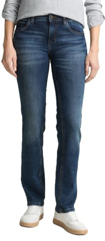 TOM TAILOR Damer jeans 202212 Alexa Straight, 10281 - Mid Stone Wash Denim, 28W / 34L