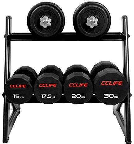 CCLIFE Support de d'haltères Les ensembles de poids à main d'haltères à 2 niveaux peuvent contenir 300KG. Rack de rangement pour poids et halteres-ZERRO