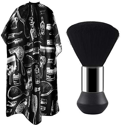 Chudian Friseursalon Haarschneideumhang Friseurumhänge schwarze Haar Salon Cape mit Nackenbürste für Erwachsene Kinder Frisier Umhang zum Schneiden