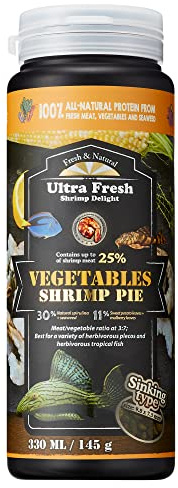 Ultra Fresh Algae Wafers Pleco Food, Spirulina & Algae, Sword Prawns, Balanced Diet, Color Enhancing, All Natural Ingredients, for Algae Eaters, Bottom Feeders, Vegetables Shrimp Pie, 5.11oz