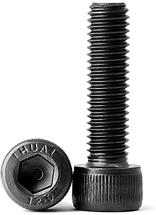 (60 unidades) M4 x 20 mm Tornillo hexagonal interior de acero al carbono de 12,9 grados Tornillos cilíndricos con hexágono interior, rosca completa, negro